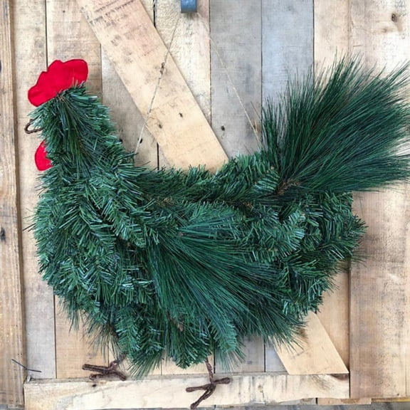 Chicken Wreath Green Unique Easy to Hang Durable for Front Door Home Christmas Decoration