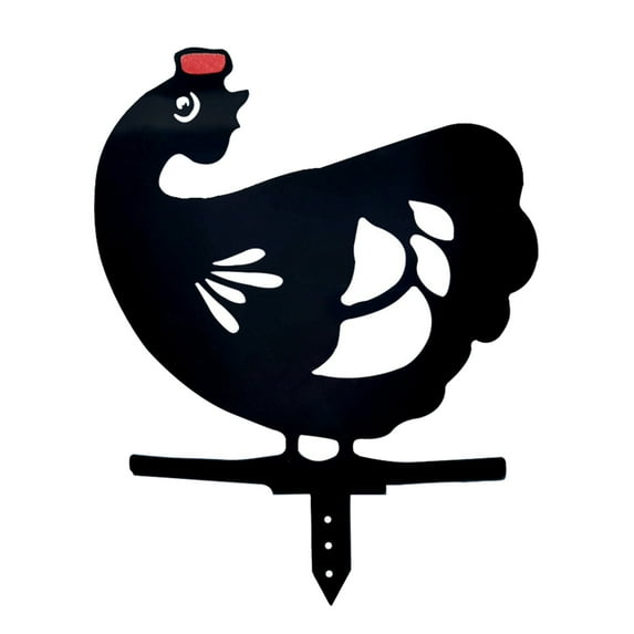 Chicken Yard Art Metal Stakes, Outdoor Large Black Chicken Family Silhouette Animal Garden Stakes Rooster Hen