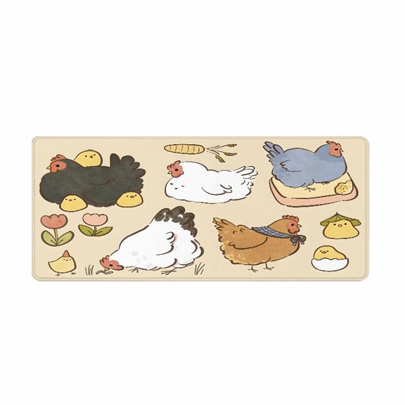 Chicken and Chicks Pattern Mouse Pad 31.5 x 11.82 Inches Soft Rubber Desk Accessory for Home Office or Travel