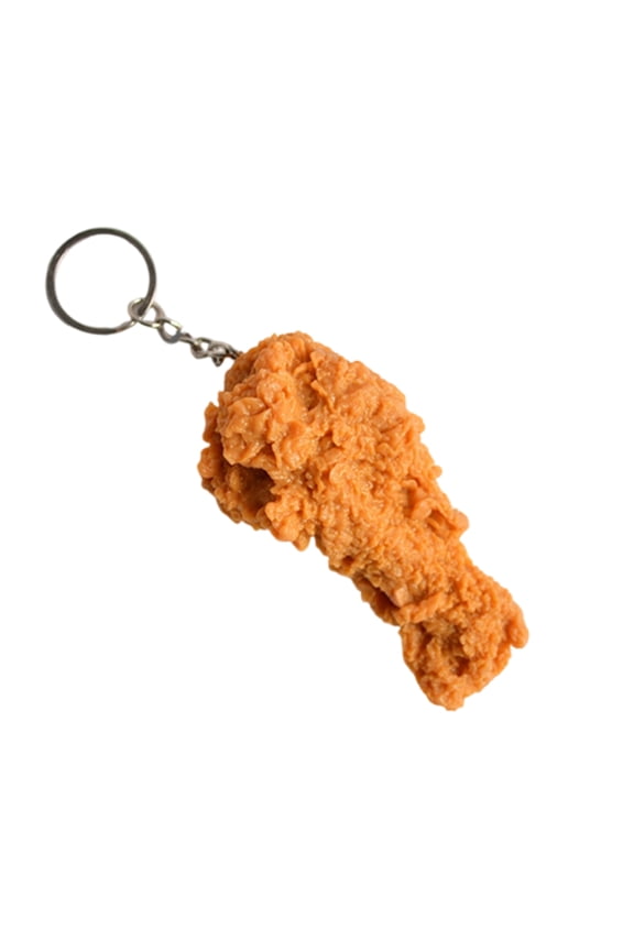 Chicken and French Fries Keychain Realistic Food Bag Charm Durable Metal Key Ring for Car Keys Backpack Fun Gift