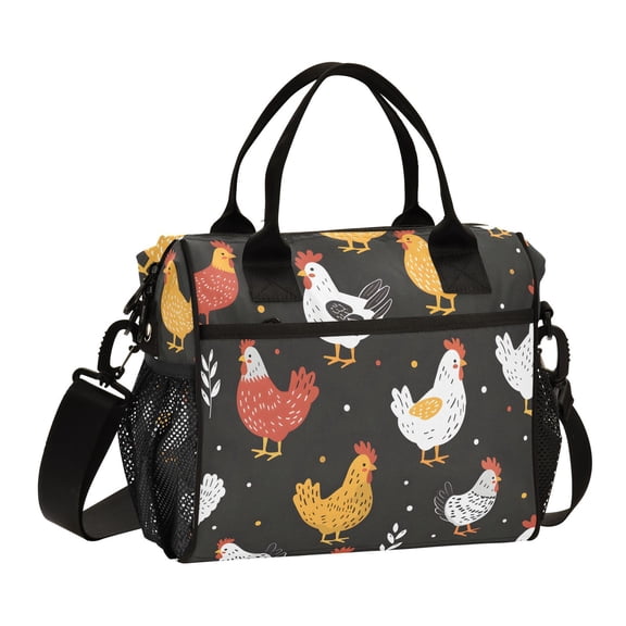 Chicken and Leaves Cooler Bag Lunch Bag Soft Cooler Cooling Tote Insulated Lunch Box for Adult Men Women