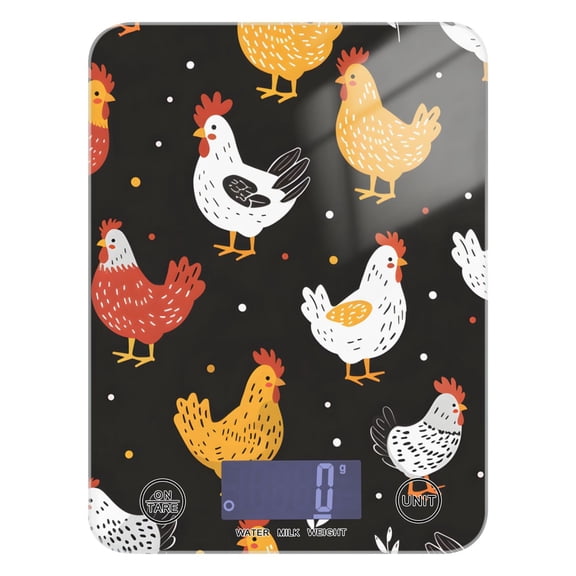 Chicken and Leaves Food Scale Digital Kitchen Scale Waterproof Tempered Glass Tare Function 11 lb for Baking Cooking Meal Prep