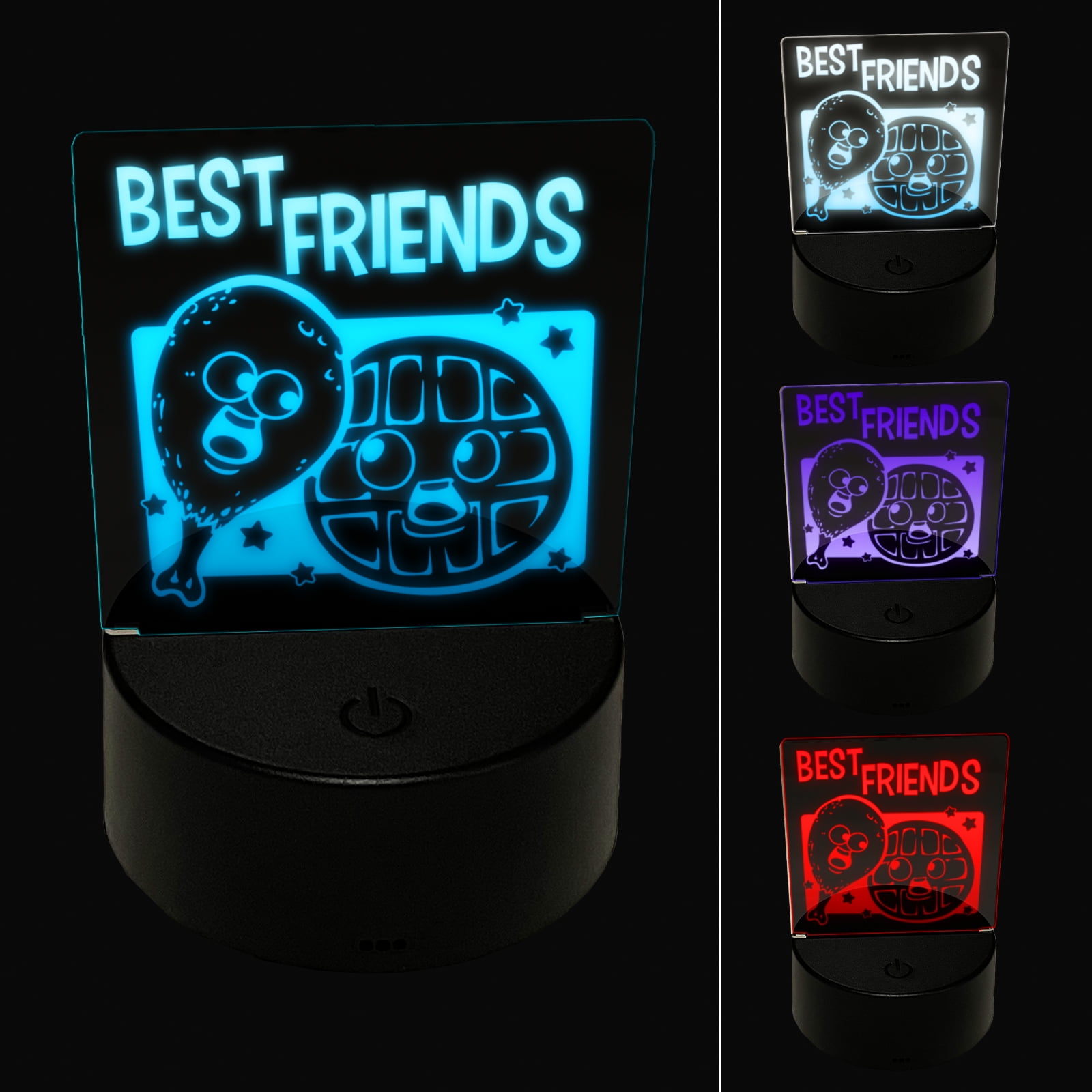 Chicken and Waffles Best Friends LED Night Light Sign 3D Illusion Desk ...