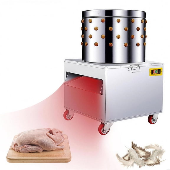 Chicken feather removal machine, 20-inch, 2200 watts, 240 rpm, stainless steel, can process 2-4 chicks at a time.