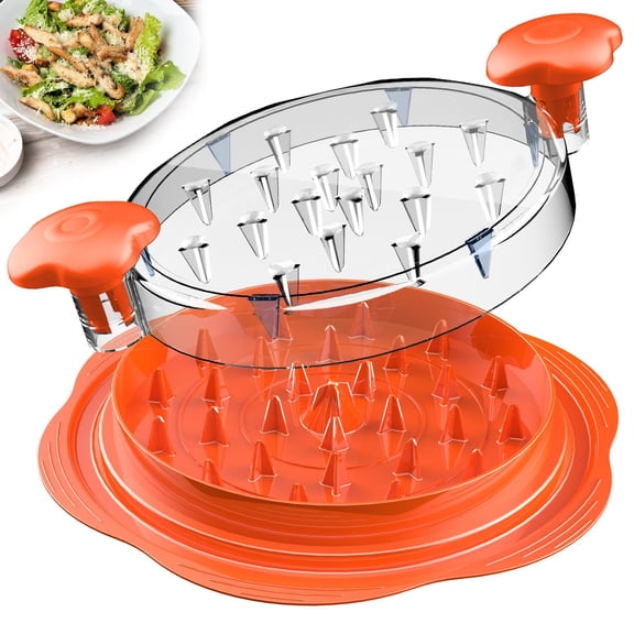 Chicken grinder tool Twist large chicken breast grinder with brush fork, visible meat grinder, anti-slip strip, ergonomic handle, BPA-free, suitable for pork, beef and chicken (orange)