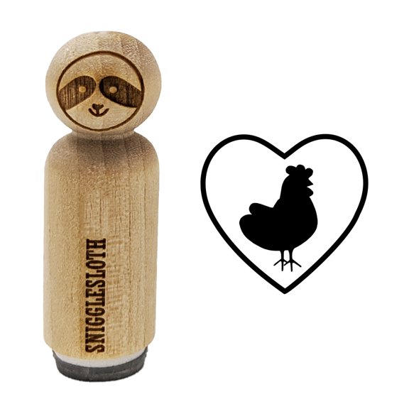 Chicken in Heart Rubber Stamp for Scrapbooking Crafting Stamping - Mini 1/2 Inch