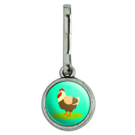 Chicken in Profile Antiqued Charm Clothes Purse Suitcase Backpack Zipper Pull Aid