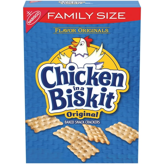 CHICKEN IN A BISKIT Original Baked Snack Crackers, Lunch Snacks, Family Size, 12 oz