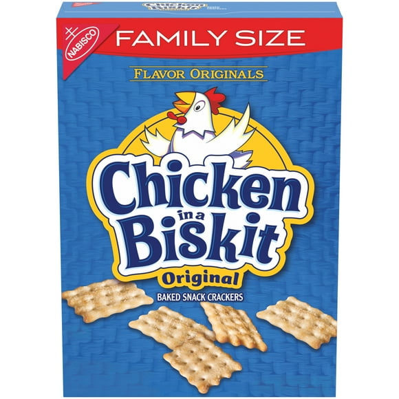 CHICKEN IN A BISKIT Original Baked Snack Crackers, Lunch Snacks, Family Size, 12 oz
