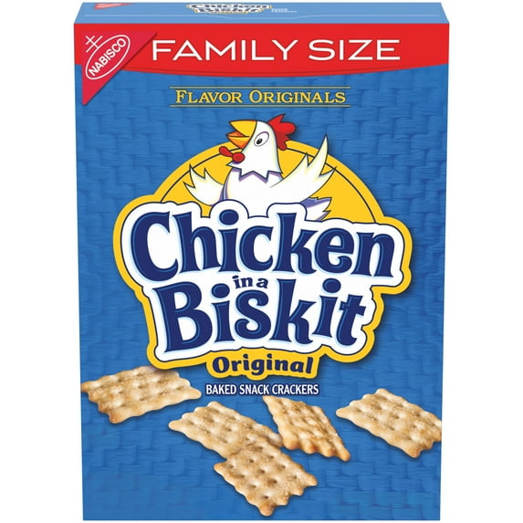 CHICKEN IN A BISKIT Original Baked Snack Crackers, Lunch Snacks, Family Size, 12 oz