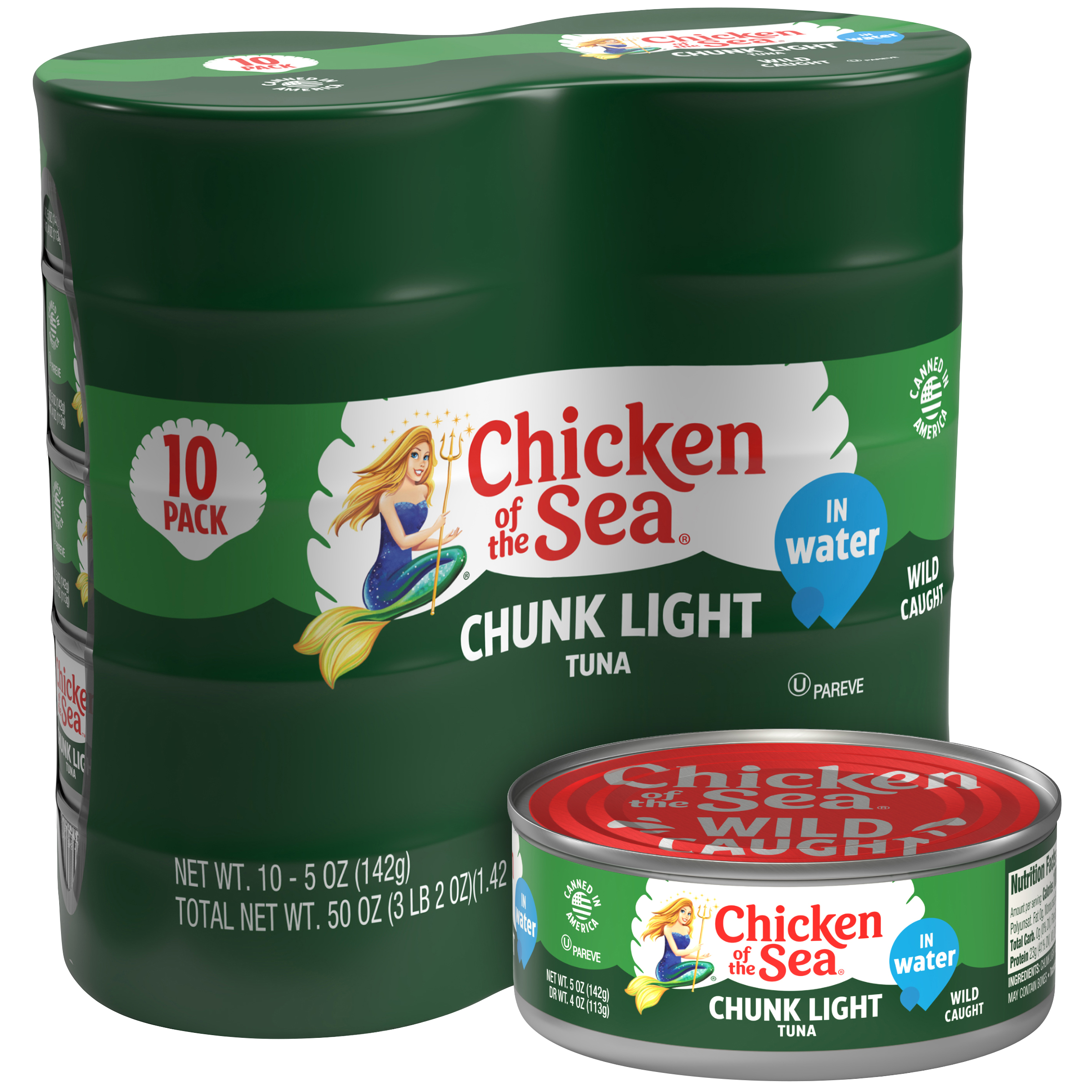 Chicken of the Sea Chunk Light Tuna In Water 10 - 5 oz Cans - image 1 of 9