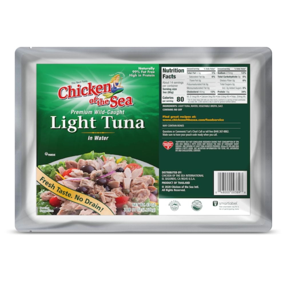 Chicken of the Sea Wild Caught Light Tuna in Water Packet 43 oz
