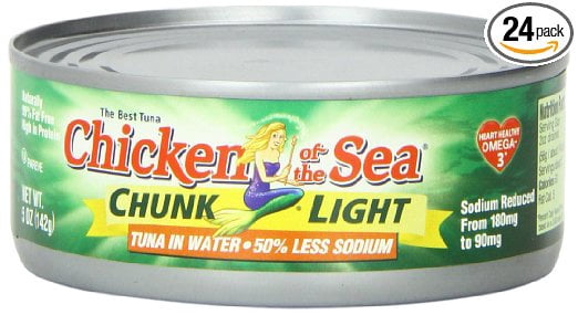 Chicken of the Sea Tuna Chunk Light in Water, 50% Low Sodium, 5-Ounce Cans (Pack of 24)