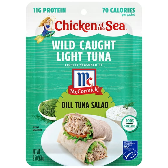 Chicken of the Sea Wild Caught Light Tuna Packet, Dill Tuna Salad 2.5 oz
