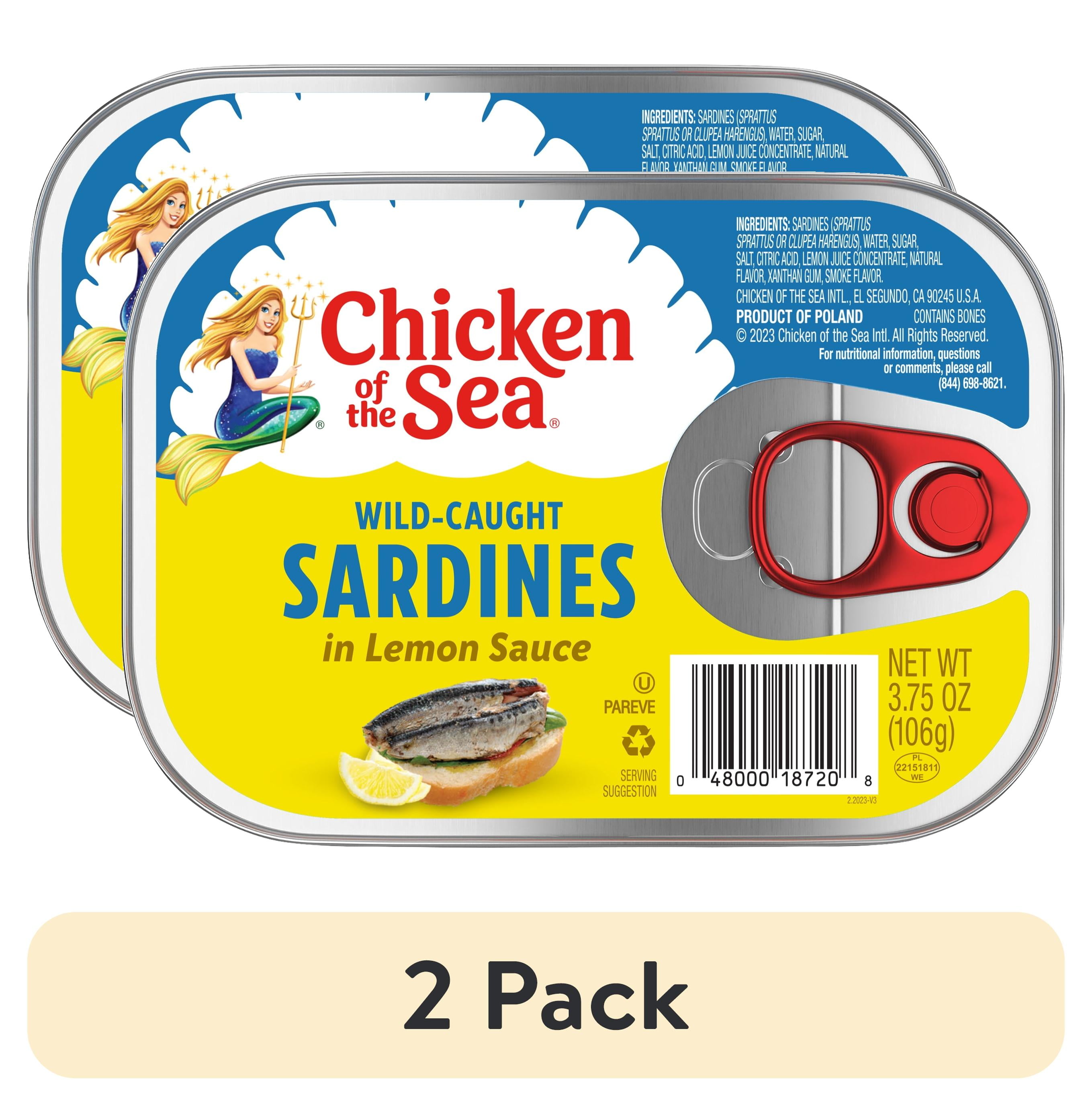 (2 pack) Chicken of the Sea Wild Caught Sardines in Lemon Sauce, 3.75