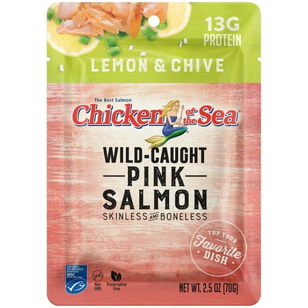Chicken of the Sea Wild-Caught, Skinless & Boneless Lemon Chive Pink Salmon, 2.5 oz Pouch