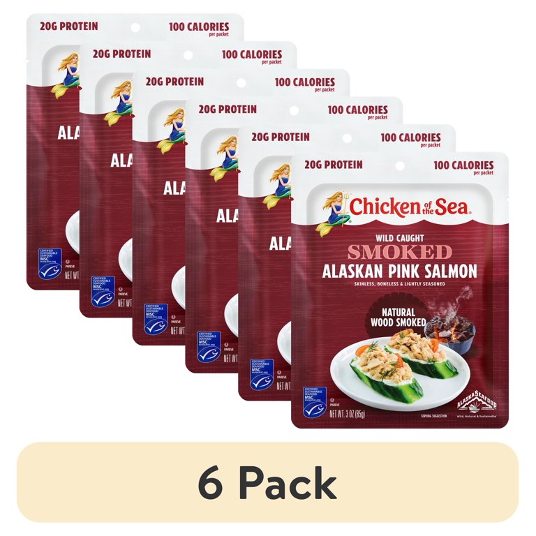 6 PACKS : Chicken Of The Sea Premium Skinless and Boneless Pink Salmon  Pouch, 40 Ounce . 