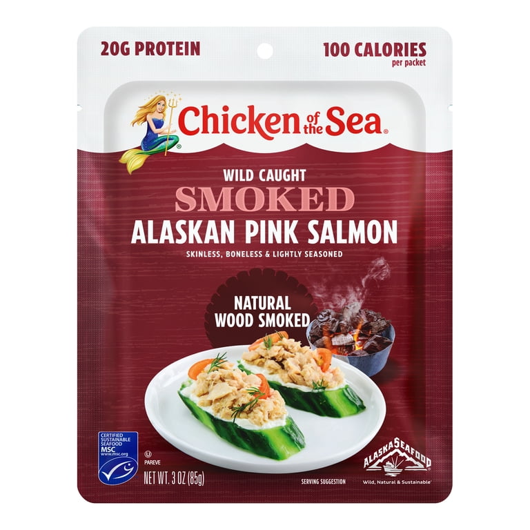 Chicken of the Sea Wild Caught Smoked Pink Salmon, 3 oz, Wood