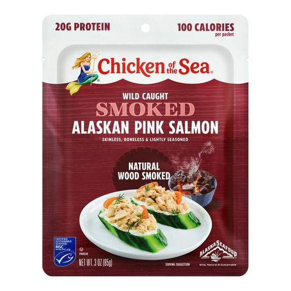 Chicken of the Sea Wild Caught Smoked Alaskan Pink Salmon Packet, Natural Wood Smoke Flavor 3 oz