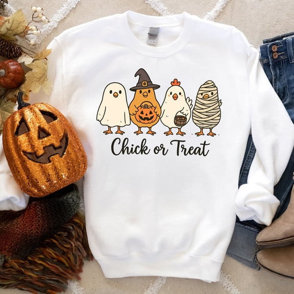 Chicken or Treat Sweatshirt – Vintage Chicken in Halloween Costume – Halloween Fun for Trick-or-Treaters and Poultry Lovers