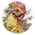 thumbnail image 1 of Chicken with Flowers Around Round Wall Clock Silent Analog Battery Operated Black Pointer Home Decor 9.84" Diameter, 1 of 11