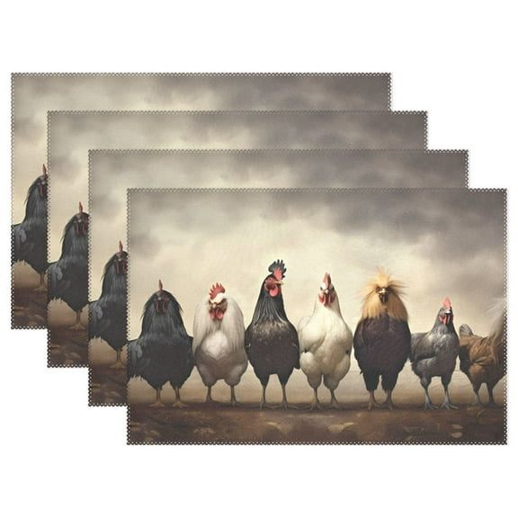 Chickens 12×18 inch Placemats Heat Resistant Washable Foldable Rectangular Placemats Set Decoration Indoor Outdoor for Kitchen Dining Table 1PC