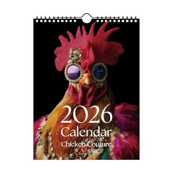 Chickens 2026 Wall Calendar 12 Month 11" x 8.23 Thick & Sturdy Paper | Holiday Gift | Farm Funny Animal Calendar 2026