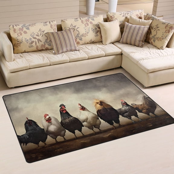 Chickens Area Rug Washable Floor Carpet Mat 60 x 39 inch for Bedroom Living Room Kids Room Home Decor