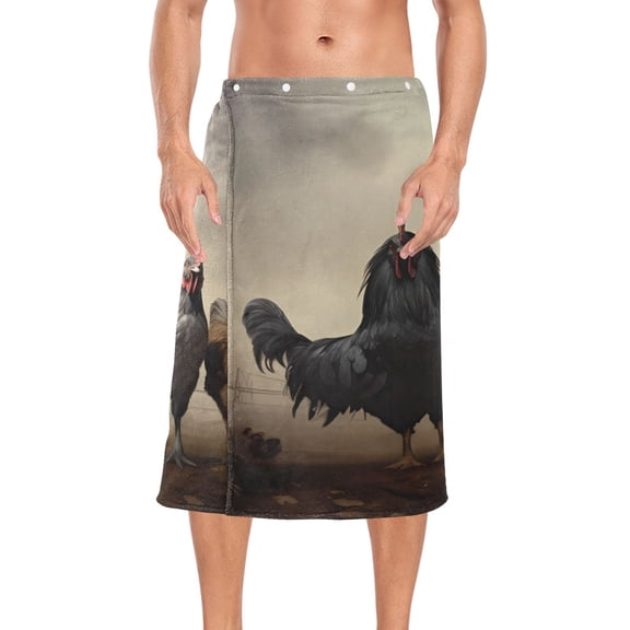 Chickens Bath Towel Wrap for Man Adjustable Shower Wrap Button Closure Body Towel for Sauna Gym