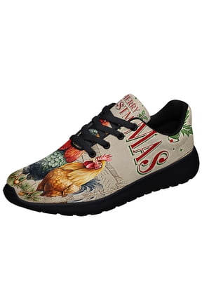 Chickens ChriStas Three Hens In ChriStas Shoes Sneakers Black Size 4.5