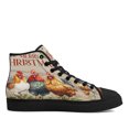 thumbnail image 1 of Chickens Christmas Three Hens In Christmas High Top Canvas Shoes Sneakers Black Size 11, 1 of 7
