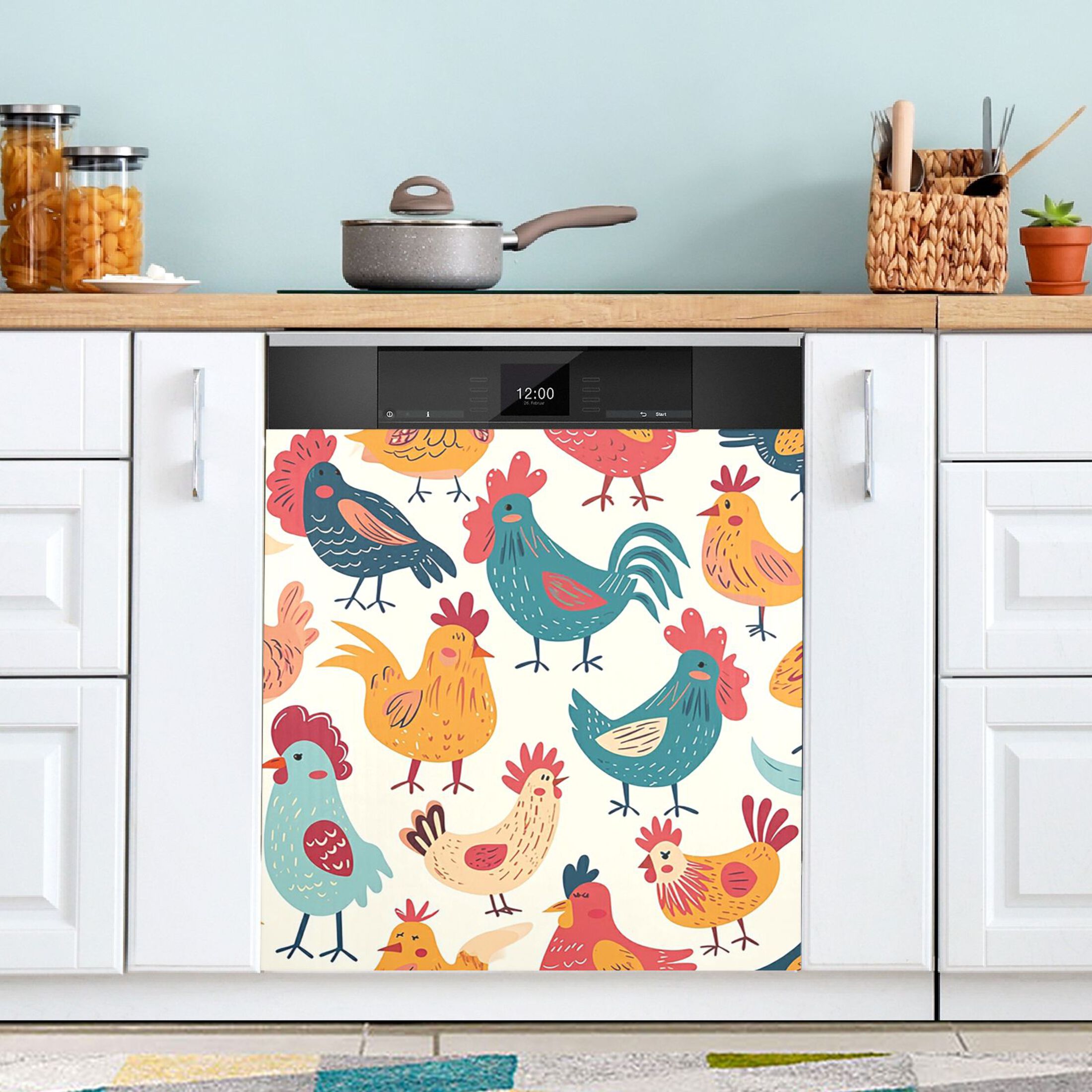 Chickens Colorful Dishwasher Magnetic Covers Magnet Sticker Kitchen
