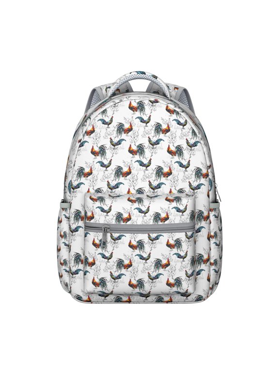 Chickens Eggs Coop Print Student Backpack Farm Animal Cartoon Pattern Rustic Cute Hen and Chick School Bookbag for Student