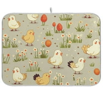 Chickens Flowers Dish Drying Mat Dish Drainer Rack Mats Water Absorbent Non-Slip Easy Clean Heat Resistant for Kitchen Counter