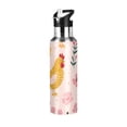 thumbnail image 1 of Chickens Flowers Leaves Sports Bottle with Straw Stainless Steel Water Jug Portable Thermal Cup Leak-proof 600ML, 1 of 9