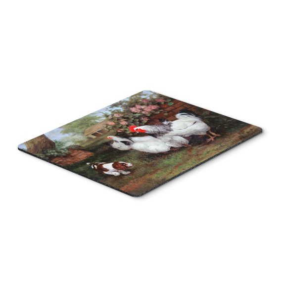 Chickens Hens and Puppy Mouse Pad Hot Pad or Trivet