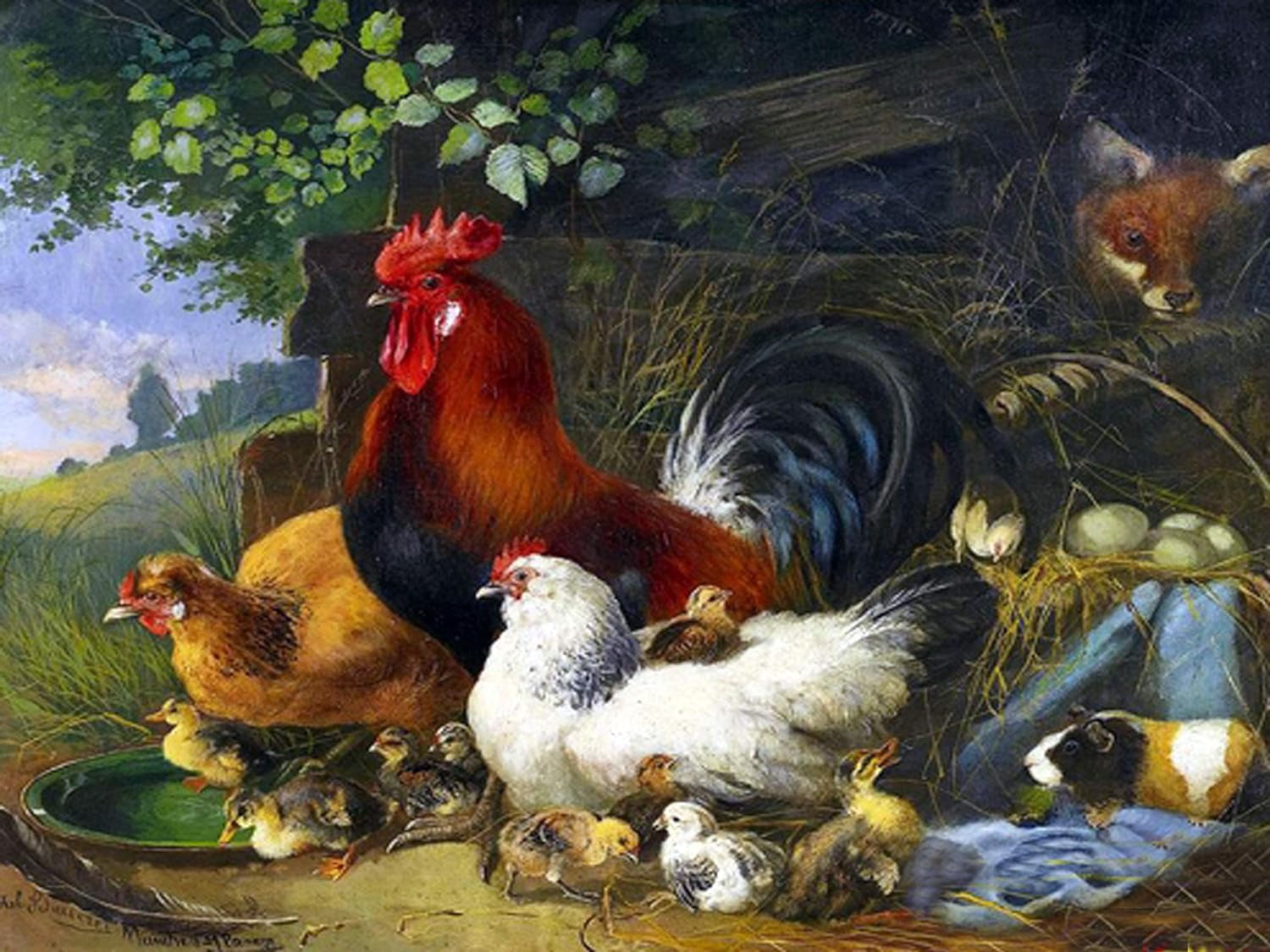 Chickens Chickens by Julius Scheuerer Accent Tile Mural Kitchen