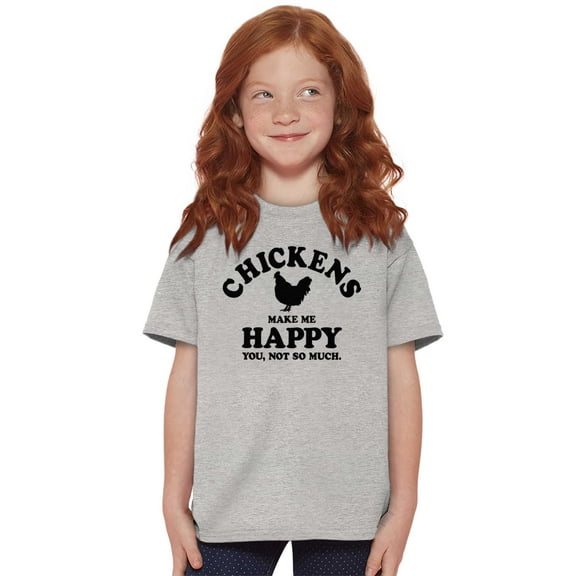 Chickens Make Me Happy Funny Country Crewneck T Shirts Boy Girl Teen Brisco Brands S