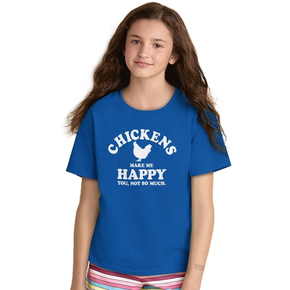 Chickens Make Me Happy Funny Country Crewneck T Shirts Boy Girl Teen Brisco Brands S