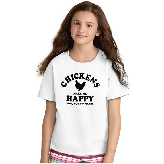 Chickens Make Me Happy Funny Country Crewneck T Shirts Boy Girl Teen Brisco Brands S