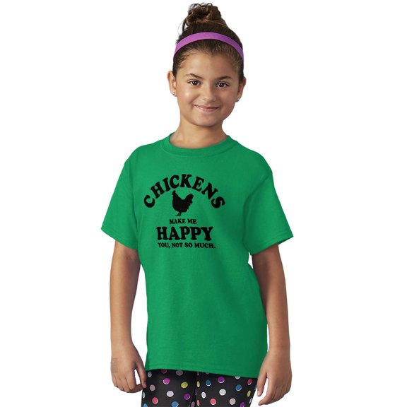 Chickens Make Me Happy Funny Country Crewneck T Shirts Boy Girl Teen Brisco Brands XS