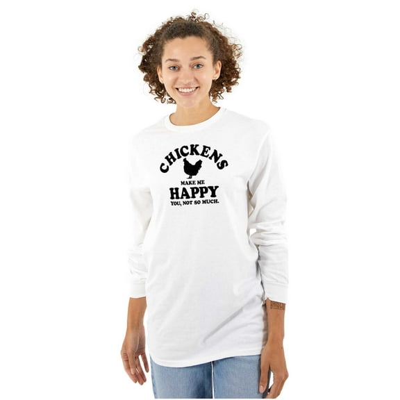 Chickens Make Me Happy Funny Country Long Sleeve TShirt Men Women Brisco Brands S