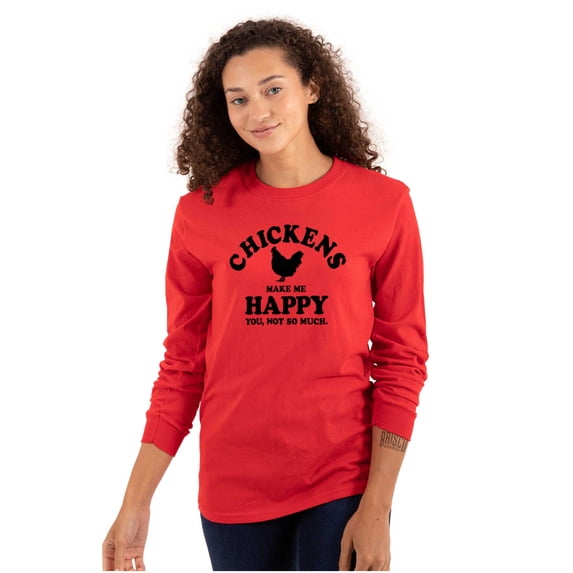 Chickens Make Me Happy Funny Country Long Sleeve TShirt Men Women Brisco Brands S