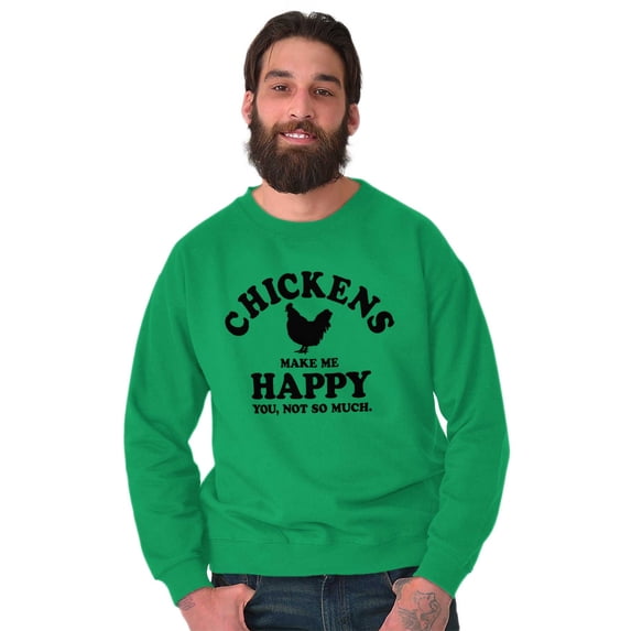 Chickens Make Me Happy Funny Country Unisex Plus Fleece Graphic Sweatshirt Brisco Brands 2X