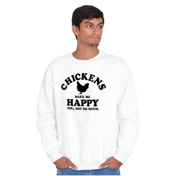 Chickens Make Me Happy Funny Country Unisex Plus Fleece Graphic Sweatshirt Brisco Brands 2X