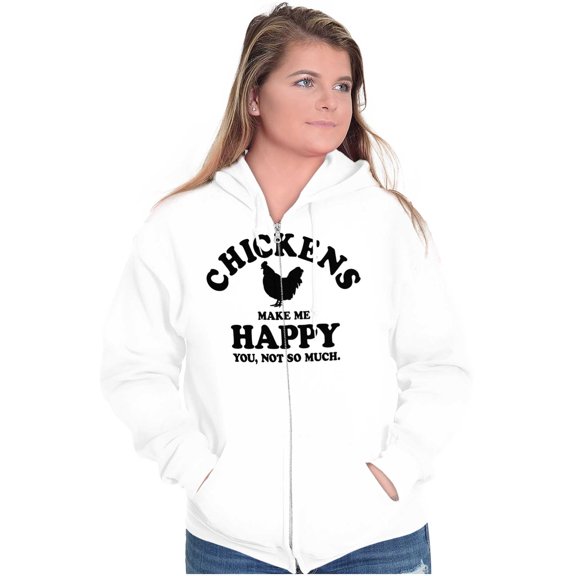 Chickens Make Me Happy Funny Country Zip Up Hoodie Men's Women's Brisco Brands S