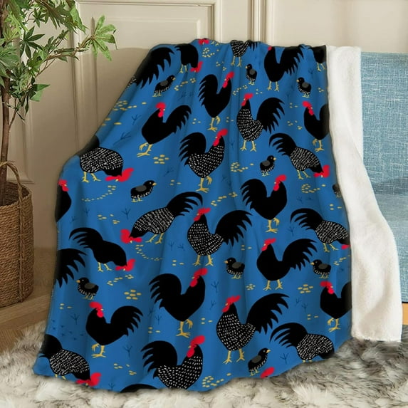 Chickens Rooster Blanket Gifts Chickens Rooster Soft Lightweight Blankets for Boys Girls Chickens Rooster Cozy Air-Conditioning Quilts Blanket Decor for Couch 80"x60" for Adults