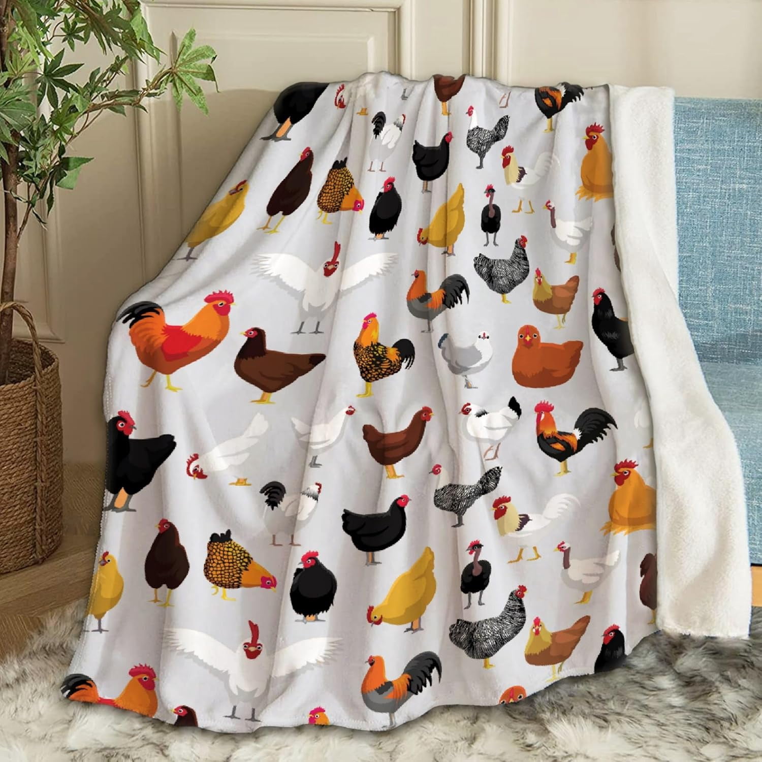 Chickens Rooster Blanket Gifts Chickens Rooster Soft Lightweight Blankets for Boys Girls Chickens Rooster Cozy Air-Conditioning Quilts Blanket Decor for Couch 60"x50" for Teens