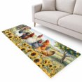 Chickens Rooster Runner Rug 2.6'x10', Yellow Sunflowers Barn Farmhouse ...