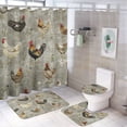 thumbnail image 1 of Chickens And Roosters 4 Piece Bathroom Rug Set with Shower Curtain with Rugs Toilet Lid Cover And Bath Mat Rustic Modern Farmhouse Animal Chicken Waterproof Fabric Bath Curtain for Bathtub Decor, 1 of 8